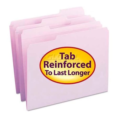 Smead Smead File Folders, 1/3 Cut, Reinforced Top Tab, Letter, Lavender, 100/Box 12434